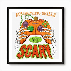 Funny Halloween Gaming Skills Gamer Girls Or Boys Skeleton Art Print