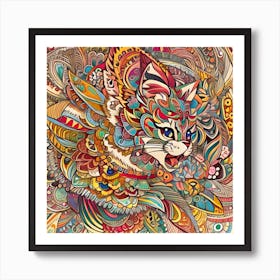 Psychedelic Cat Art Print