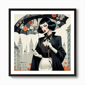 Lady With An Umbrella Art Print