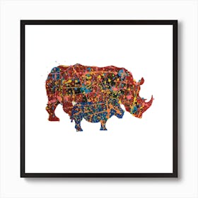 Mum And Baby Rhino Square Art Print