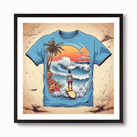 Surfer On The Beach 2 Art Print