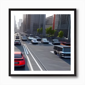 FUTURISTIC CARS IN A BIG CITY AI ART Art Print