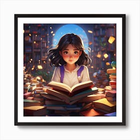 Girl Reading A Book Art Print