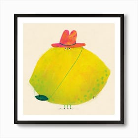 Lemon With Big Hat And Handbag Art Print