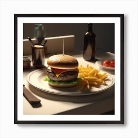 Burger And Fries 20 Art Print