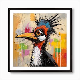 Abstract Crazy Whimsical Bird Art Print