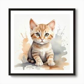 Watercolor Kitten Art Print