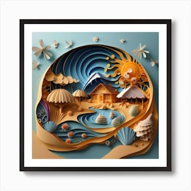 Nice Landscape In Paper Art Work 8 Art Print