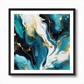 Gold And Turquoise Abstract Painting Art Print