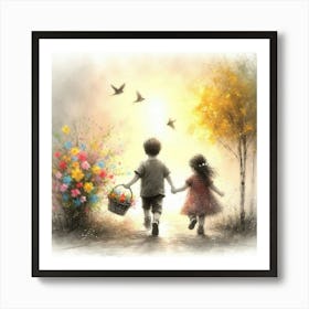 Children Holding Hands Art Print