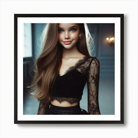 Girl In A Black Dress 1 Art Print