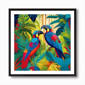 Fauvism Tropical Birds in the Jungle Parrots In The Jungle 1 Art Print
