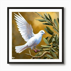 Dove Holding Olive Branch (1) Art Print