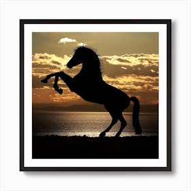 Silhouette Of A Horse Art Print