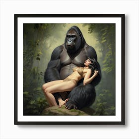 Giant gorilla carries limp sleeping fainted Art Print