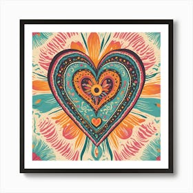 Retro Mexican Heart Art Print