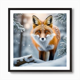 Red Fox In The Snow 4 Art Print