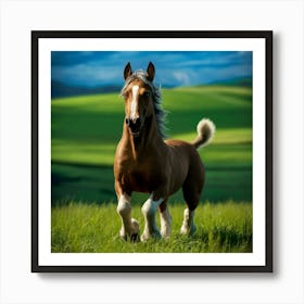 Horse Running In The Grass Art Print