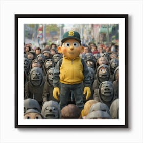 Cartoon Character In A Crowd Art Print