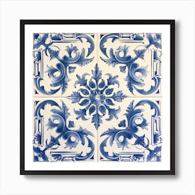 Paris France Delft Tile Illustration 2 Art Print