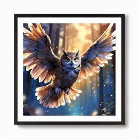 Owl In The Forest Affiche