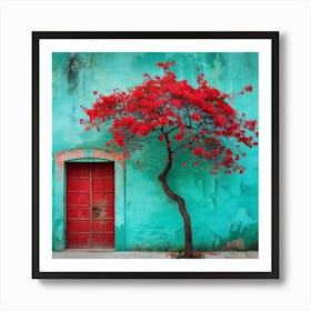 Tree In Front Of A Door Art Print