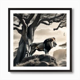 Lion In The Forest 24 Art Print