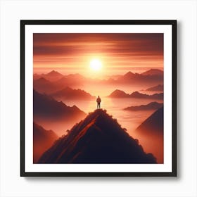 Mountain Solitude Wall Print Art An Inspiring Scene Of Solitude And Reflection, Perfect For Evoking A Sense Of Peace And Introspection In Any Space Art Print