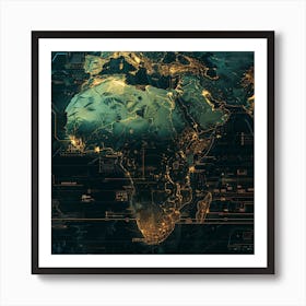 Futuristic World Map Poster