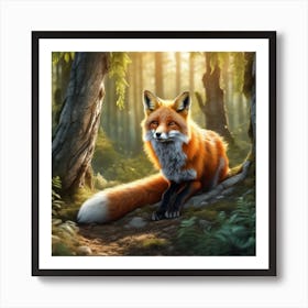 Red Fox In The Forest 69 Art Print