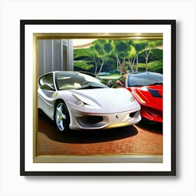 Ferrari red and white  Art Print