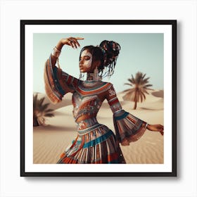 African Woman In The Desert Art Print