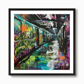 Subway Graffiti, Graffiti, Street Art, Urban Hues Art Print