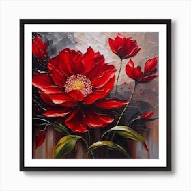 Red Flower Painting Art Print