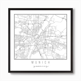 Munich Germany Street Map Poster