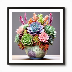 Succulents In A Vase Art Print