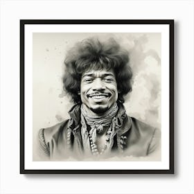 Chalk Painting Of Jimi Hendrix Art Print