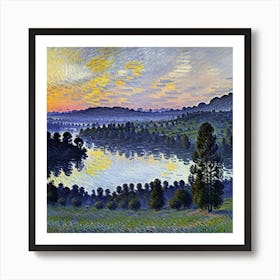 Sunrise Over The Lake Art Print