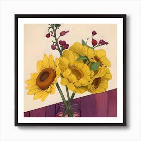 Sunflowers In A Vase 2 Art Print