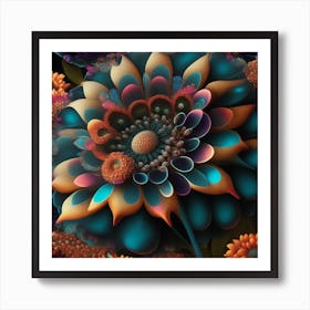 Default Flower With Many Patter Glassmorphism Style Art 1 Art Print