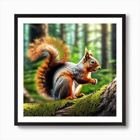 Squirrel In The Forest 372 Art Print