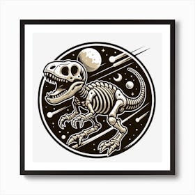 T-Rex In Space Dinosaur Skeleton Bones Extinct Art Print