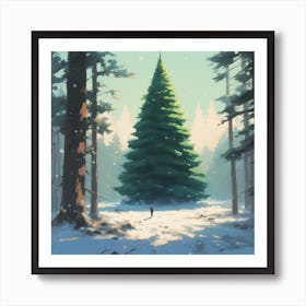 Christmas Tree In The Forest 12 Art Print