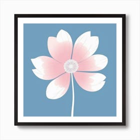 A White And Pink Flower In Minimalist Style Square Composition 539 Art Print