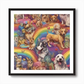 Rainbow Dogs Rainbow Love Pets ( Bohemian Design ) 1 Art Print