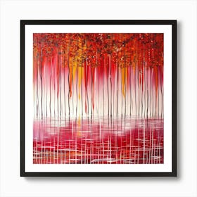 Red Autumn Trees Art Print