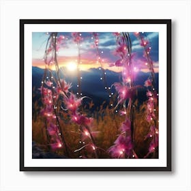 Pink Feathers At Sunset Art Print