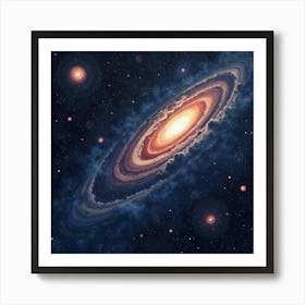 Watercolor Asteroid Field Drifting Through The Dark Of Deep Outer Space 1 Art Print