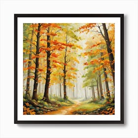 Forest In Autumn In Minimalist Style Square Composition 213 Art Print