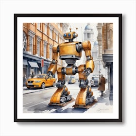 Robot On The Street 52 Art Print
